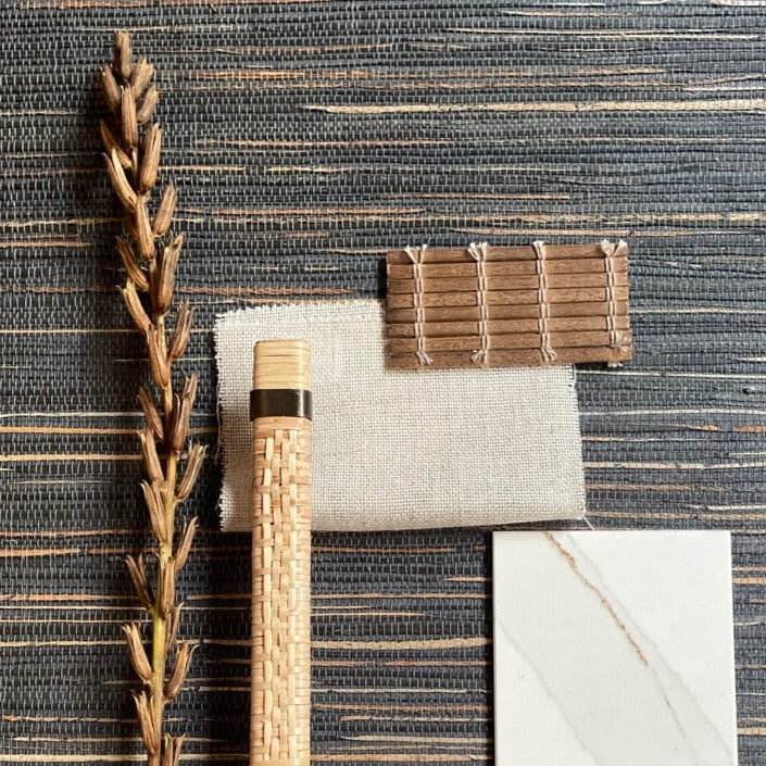 Behang Ziva - Zeegras Donkerblauw Beige - Image 2