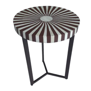Bijzettafel Bone inlay - Bruin/Wit