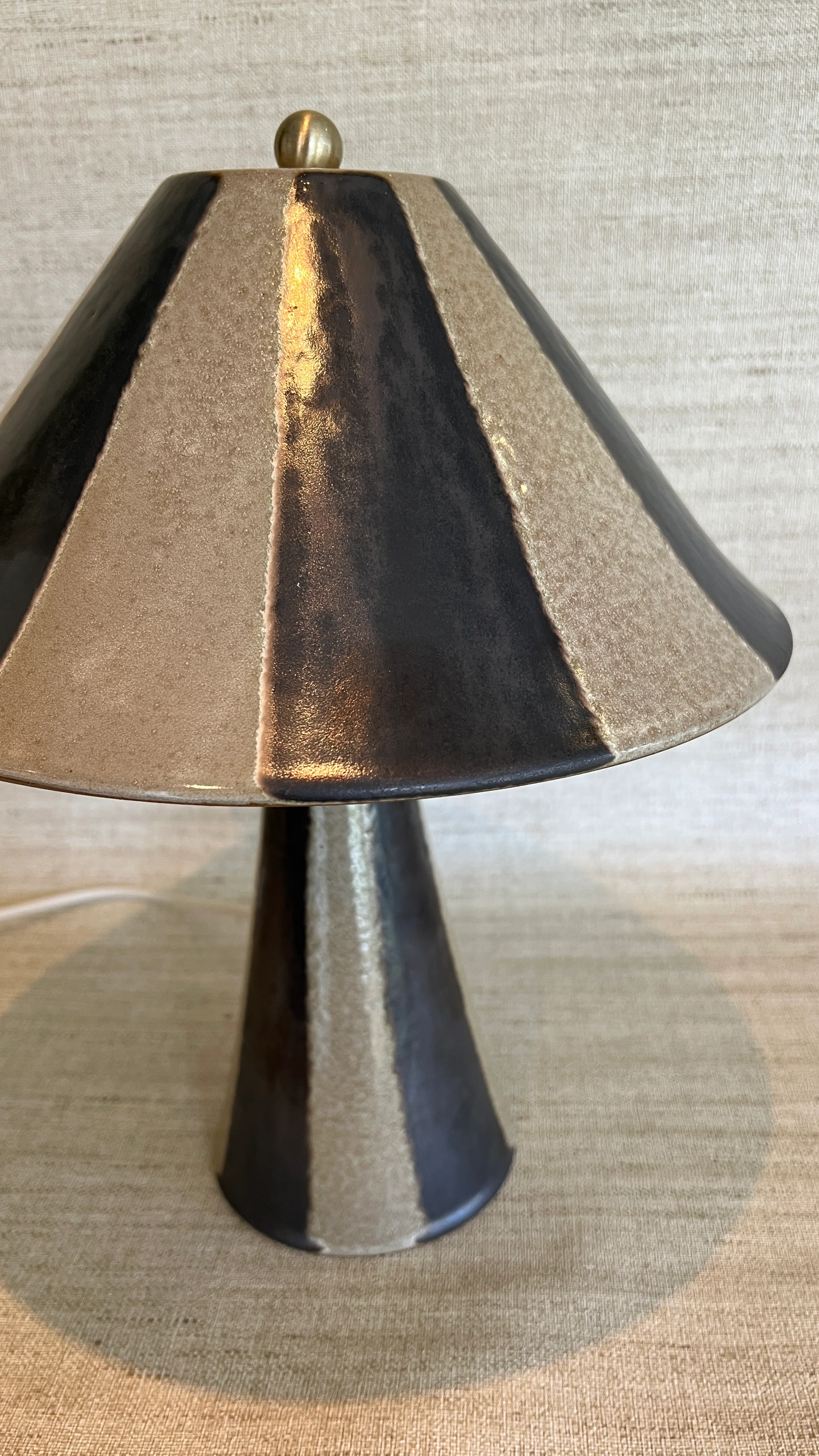 Taffellamp Stripe Ceramic Brown - Image 7